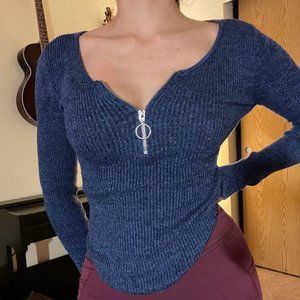 Sapphire heather blue ribbed sweater